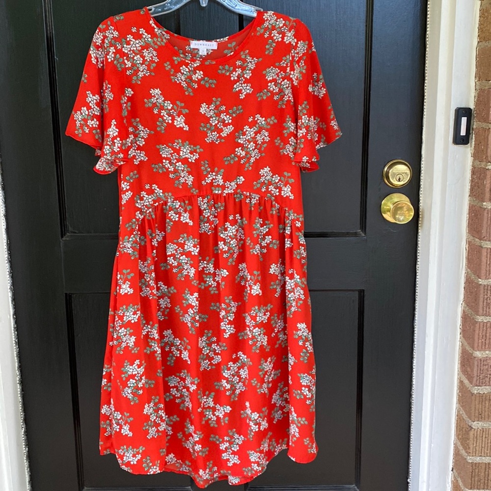 Downeast Red Floral Dress, Small